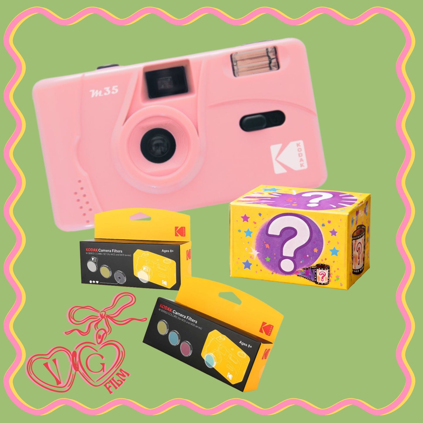 Kodak Reusable Camera + Film + Lens Filter Bundle (Candy Pink)